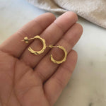 18K Gold Plated Over Stainless Steel Watch Band Style Hoop Earrings