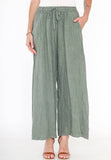 100% Linen Wide Leg Palazzo Pants in White