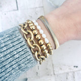 18K Gold Plated Over Stainless Steel Cable Link Bracelet in Vintage Gold