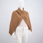 Asymmetrical Ribbed Knit Poncho in Olive