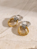 18K Gold Plated Non-Tarnish Multi-Colored Triple Hoop Earrings