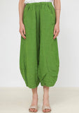 100% Linen Barrel Pants in White