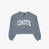 Coastie Crop Crewneck Sweatshirt in Saltwater Blue