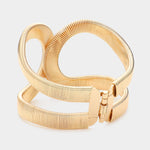 Metal Wire Abstract Hinged Cuff Bracelet in Gold