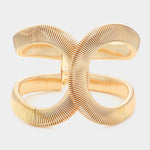 Metal Wire Abstract Hinged Cuff Bracelet in Gold