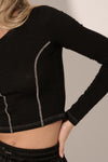 Black Cropped Knit Long Sleeve