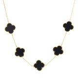 Gold Dipped Quatrefoil Pendant Link Necklace