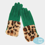 Faux Suede and Faux Fur Cuff Smart Gloves