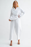 100% Cotton Collared Long Sleeve in White