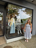 100% Cotton Strapless Smocked Midi Dress in Carolina Blue