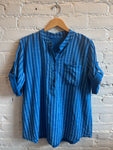 100% Cotton Gauze Striped Button-Down Shirt in Red