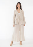 100% Linen Wide Leg Palazzo Pants in Beige