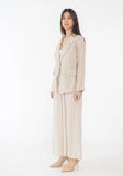 100% Linen Wide Leg Palazzo Pants in Beige