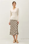 Ribbed V-Neck Long Sleeve in Oatmeal