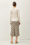 Ribbed V-Neck Long Sleeve in Oatmeal
