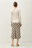 Ribbed V-Neck Long Sleeve in Oatmeal