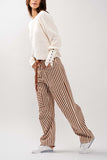 Railroad Stripe Utility Pants with Directional Pockets in Taupe