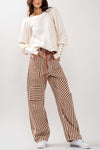 Railroad Stripe Utility Pants with Directional Pockets in Taupe