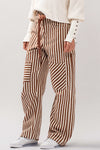 Railroad Stripe Utility Pants with Directional Pockets in Taupe
