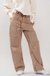 Railroad Stripe Utility Pants with Directional Pockets in Taupe