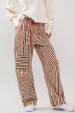 Railroad Stripe Utility Pants with Directional Pockets in Taupe