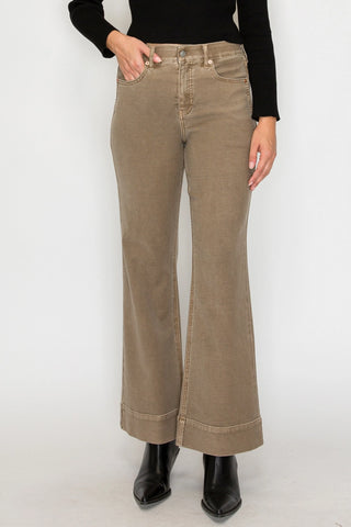 High Rise Stretchy Flare Jeans in Beige