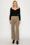 High Rise Stretchy Flare Jeans in Beige