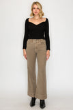 High Rise Stretchy Flare Jeans in Beige