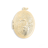 Stainless Steel Necklace with 18K Gold PVD Coated Textured Oval Locket