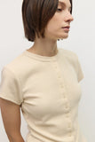 Waffle Button-Up Knit Top in Cream
