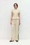 Waffle Button-Up Knit Top in Cream