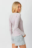 Washed Thermal Henley Top in Off White