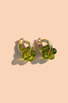 18K Gold Plated Lamp Work Glass Flower Hoop Earrings