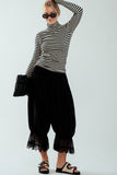 Striped Long Sleeve Turtleneck Top in Ivory & Rust