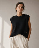 Boxy Knit Vest in Black