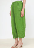 100% Linen Barrel Pants in Beige