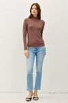 Mock Neck Knit Long Sleeve in Choco