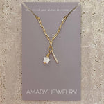18K Gold Filled Bar & Shell Star Charm Necklace