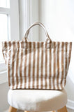 Tan & Beige Striped Tote Bag