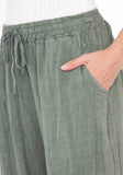 100% Linen Wide Leg Palazzo Pants in White