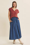 Slub Knit Sweater Top with Split Neck in Marsala