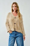 Oversized Washed Cable Cardigan in Taupe