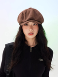 100% Cotton Newsboy Cap in Beige