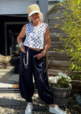 100% Linen Barrel Pants in White