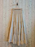 100% Linen Tiered Maxi Skirt in Beige