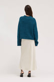 Rolled Edge Sweater in Deep Teal