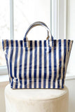 Blue & Beige Striped Tote Bag
