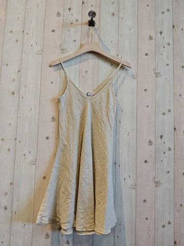 100% Linen Spaghetti Strap Dress in Beige Odeon 100% Linen Spaghetti Strap Dress in Beige Odeon