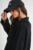 Oversized Raw Edge Knit Jacket in Black
