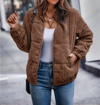 Corduroy Puffer Jacket in Brown